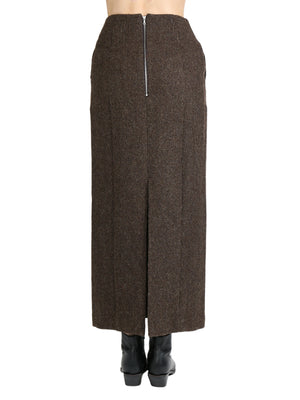 AURALEE - Women Lama Shetland Wool Tweed Skirt