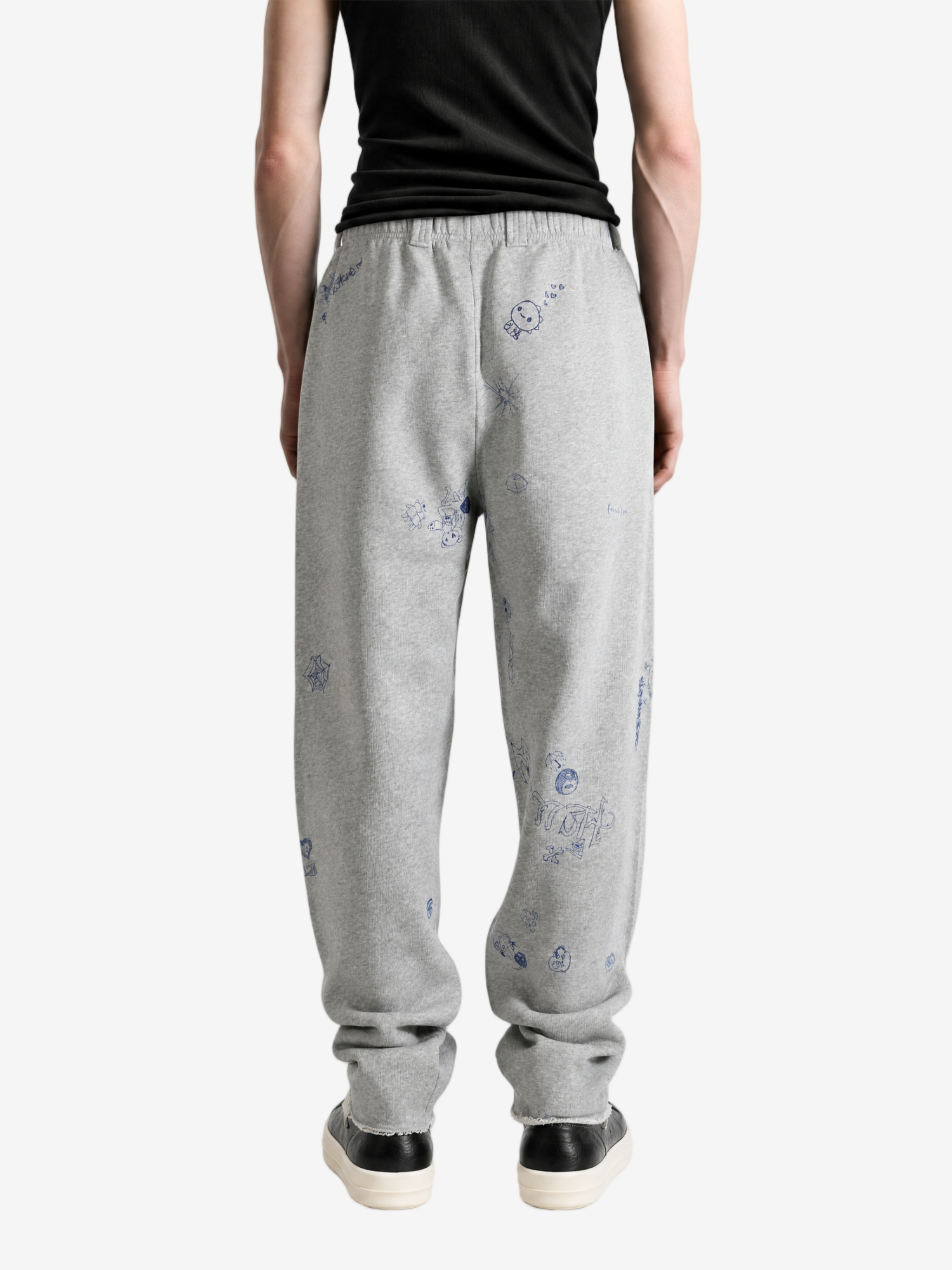 Grey pants, full body view