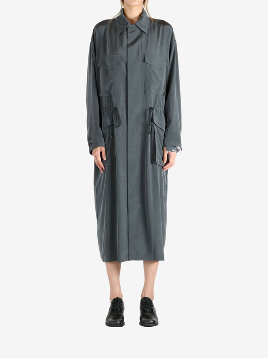 Blue jacket, full body view