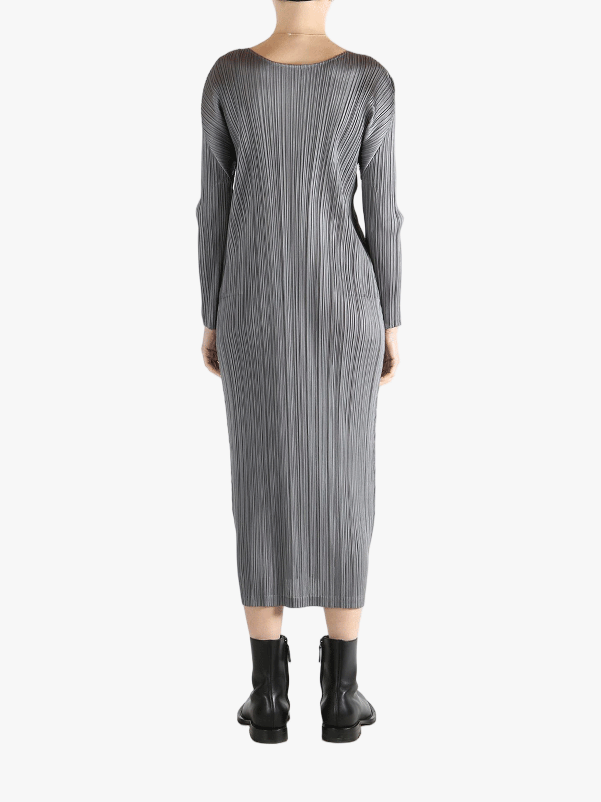 Grey dress, full body view