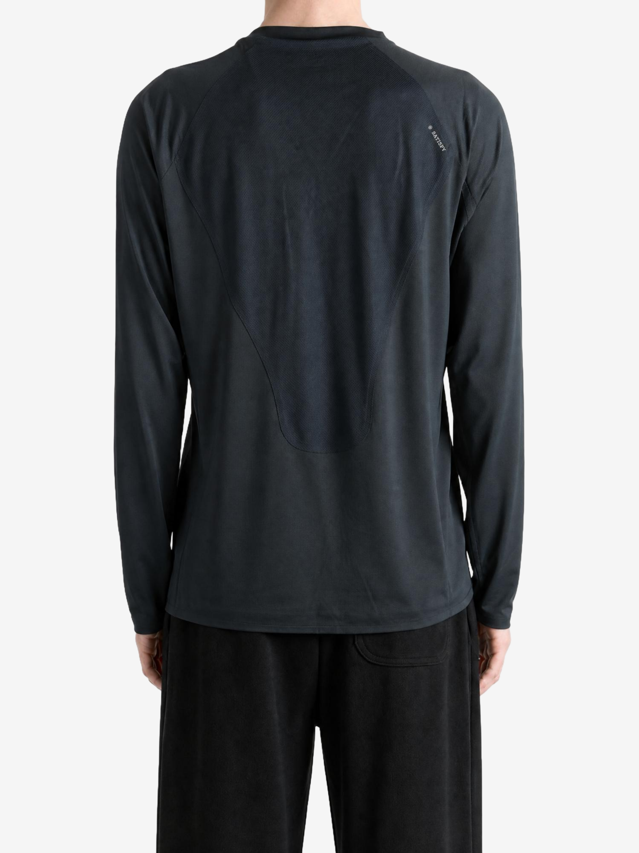Black t-shirt, full body view