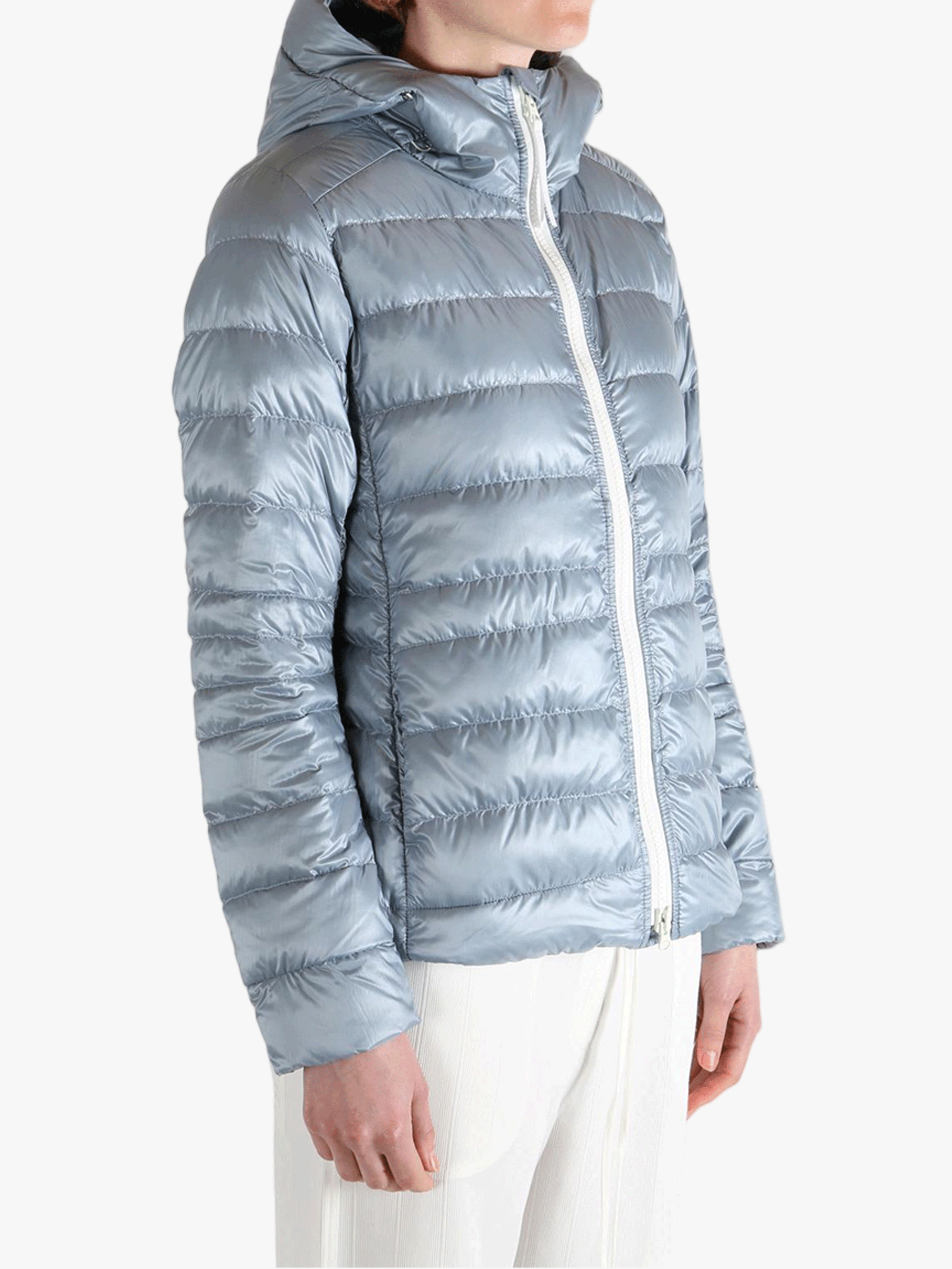 Blue jackets worn by a person, showing the jackets fit