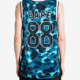 A BATHING APE - Men Color Camo Mesh Multi Logo Relaxed Fit Tank Top