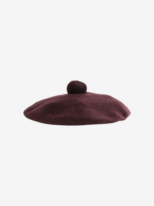 Burgundy hat, front view
