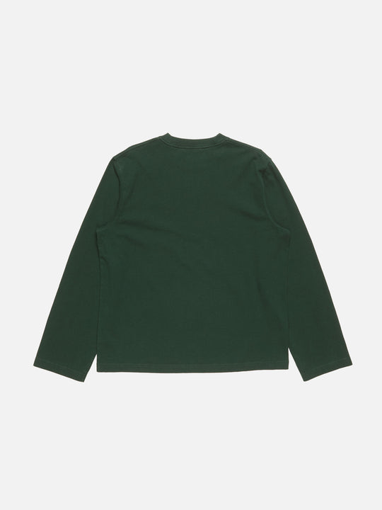 Green t-shirt, back view