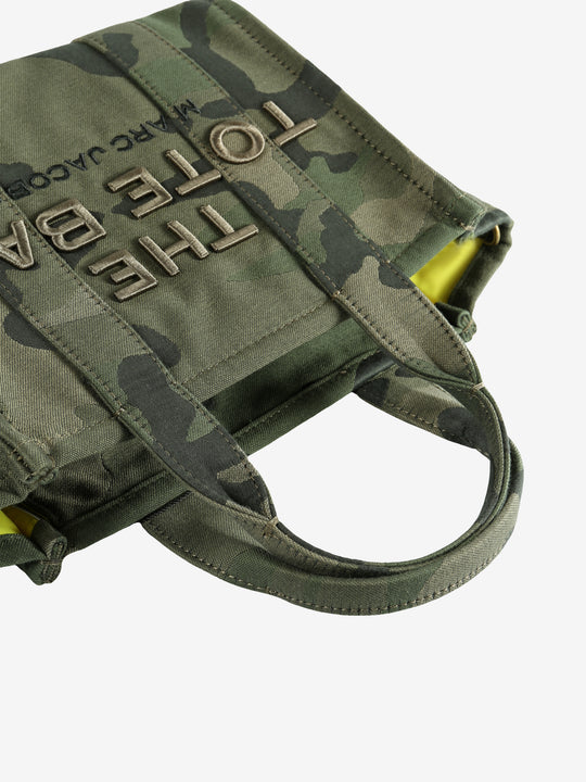 Close up of green bag, showing texture of the cotton fabric