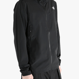 Black jacket worn by a person, showing the jacket's fit