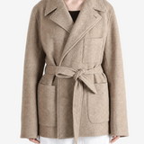 Tan jacket worn by a person, showing the jacket fit