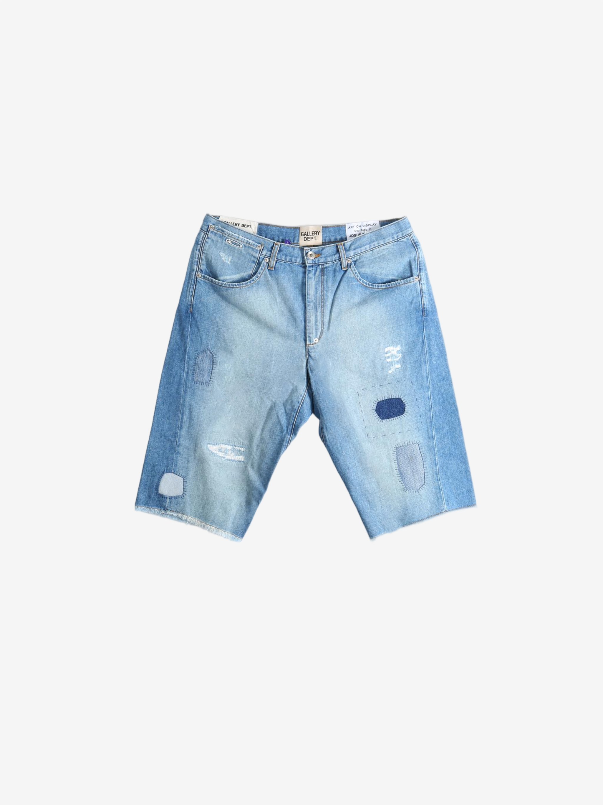 Blue shorts, front view