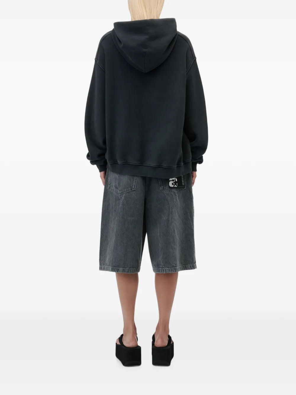 Black hoodie, full body view
