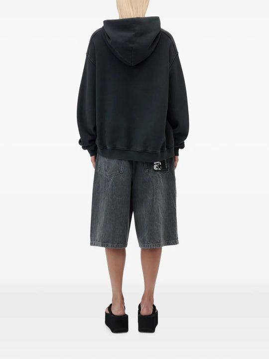 Black hoodie, full body view
