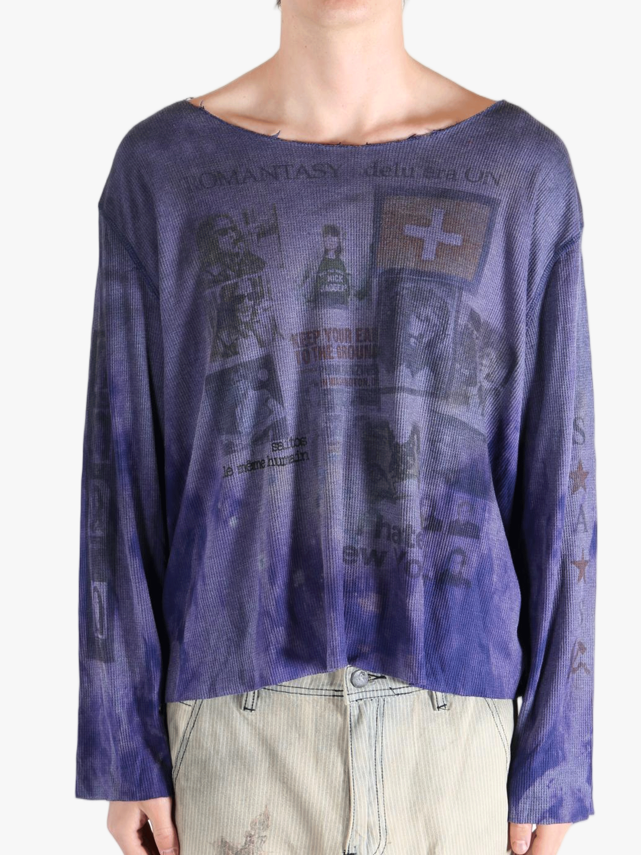 Purple top worn by a person, showing the tops fit