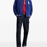 Blue jacket, full body view
