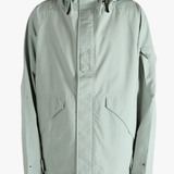 Grey jacket worn by a person, showing the jacket's fit