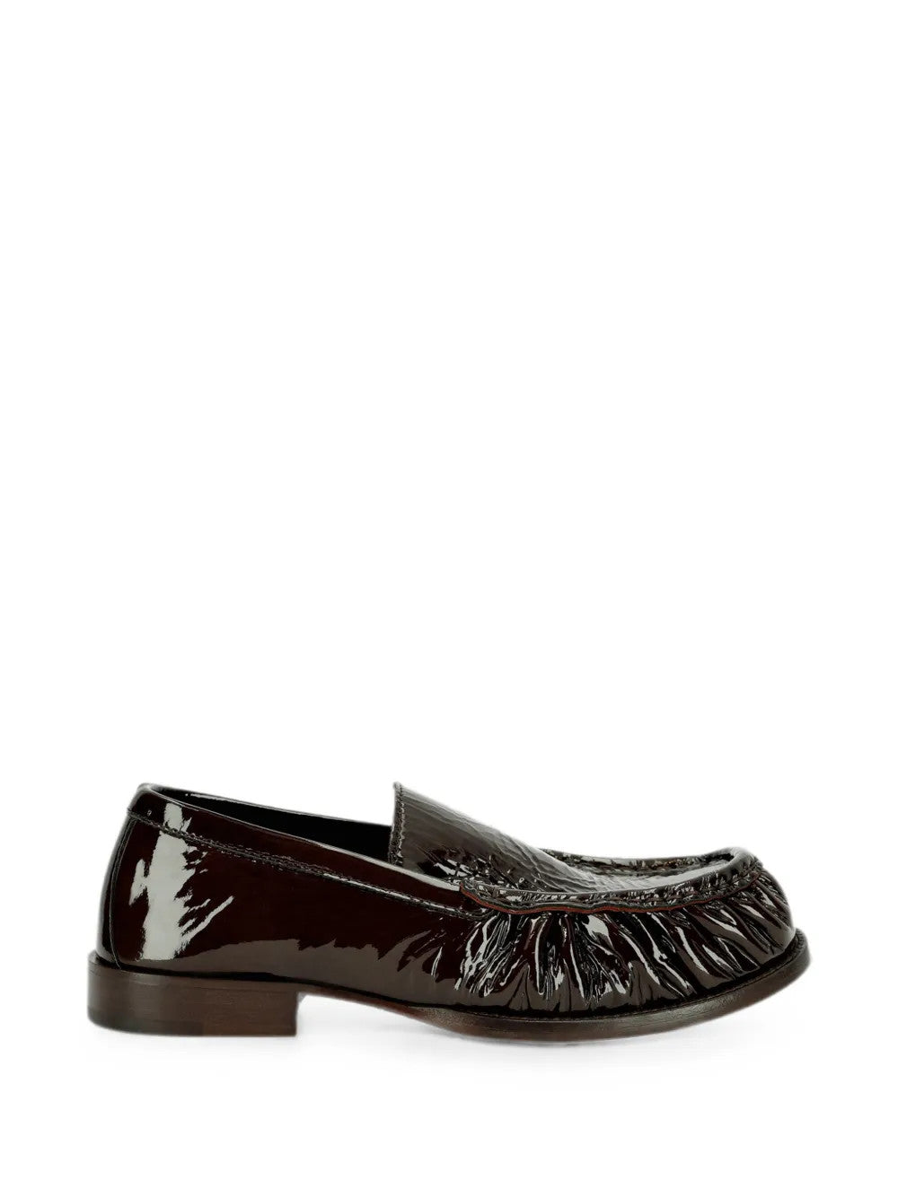 Burgundy shoes, side view