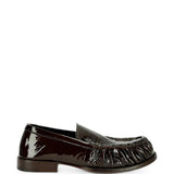 Burgundy shoes, side view