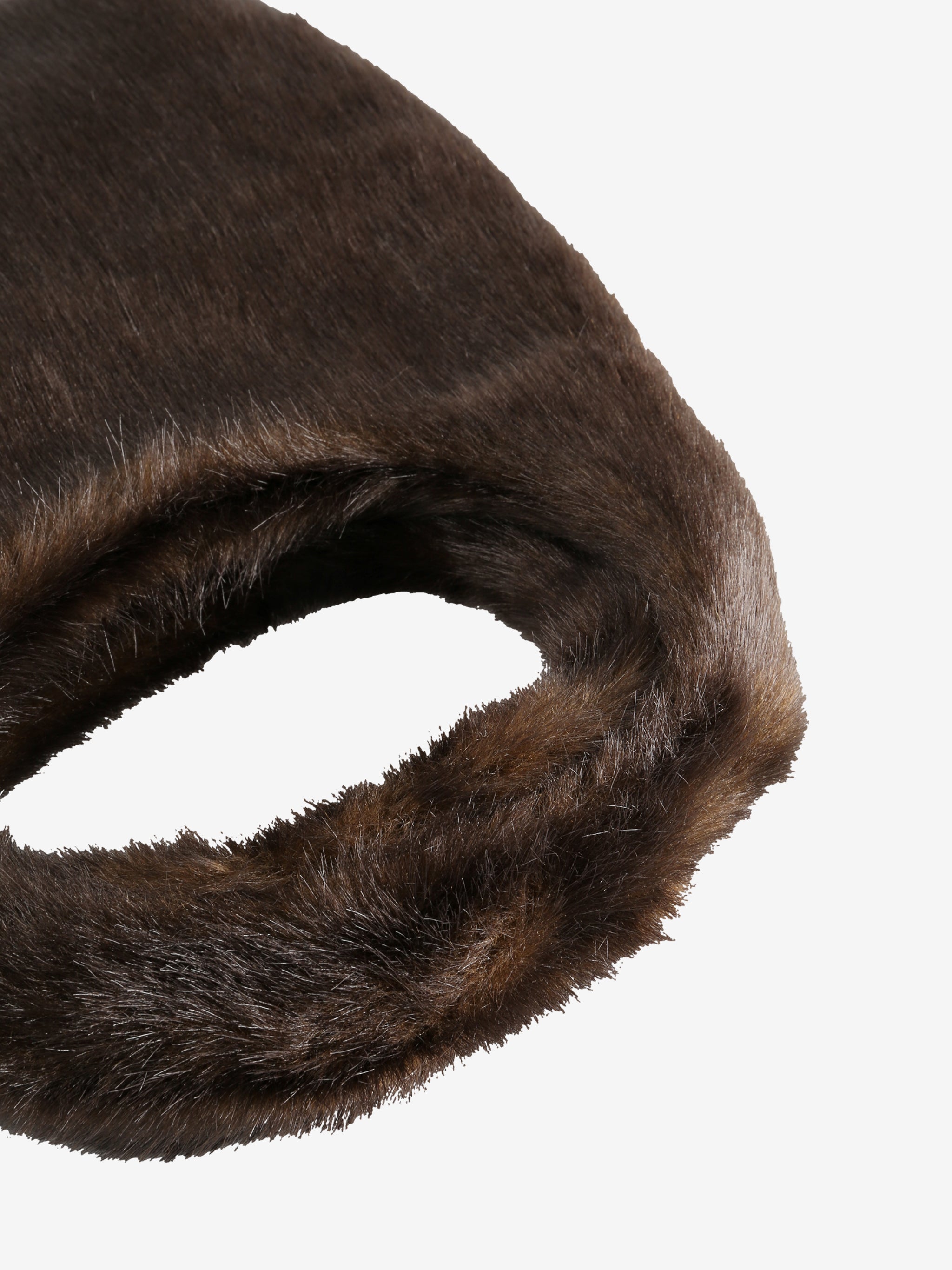 Close up of the brown bag, showing texture of the leather fabric