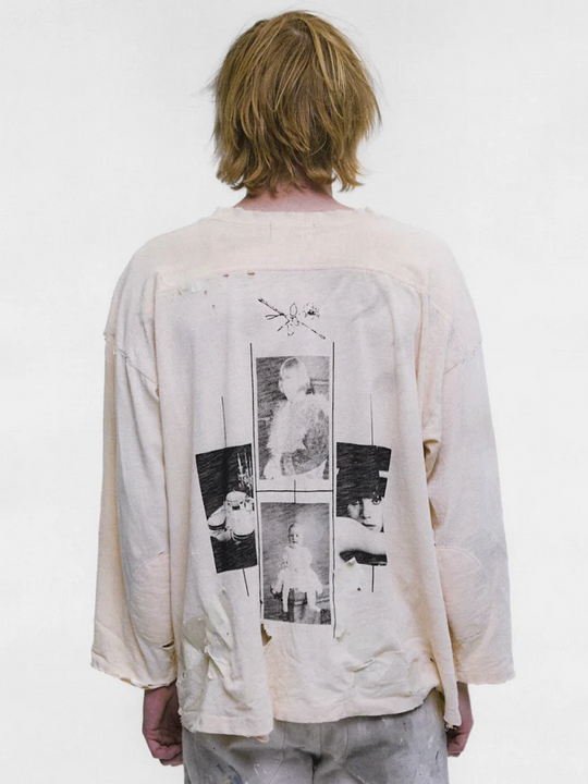 Tan shirt, full body view