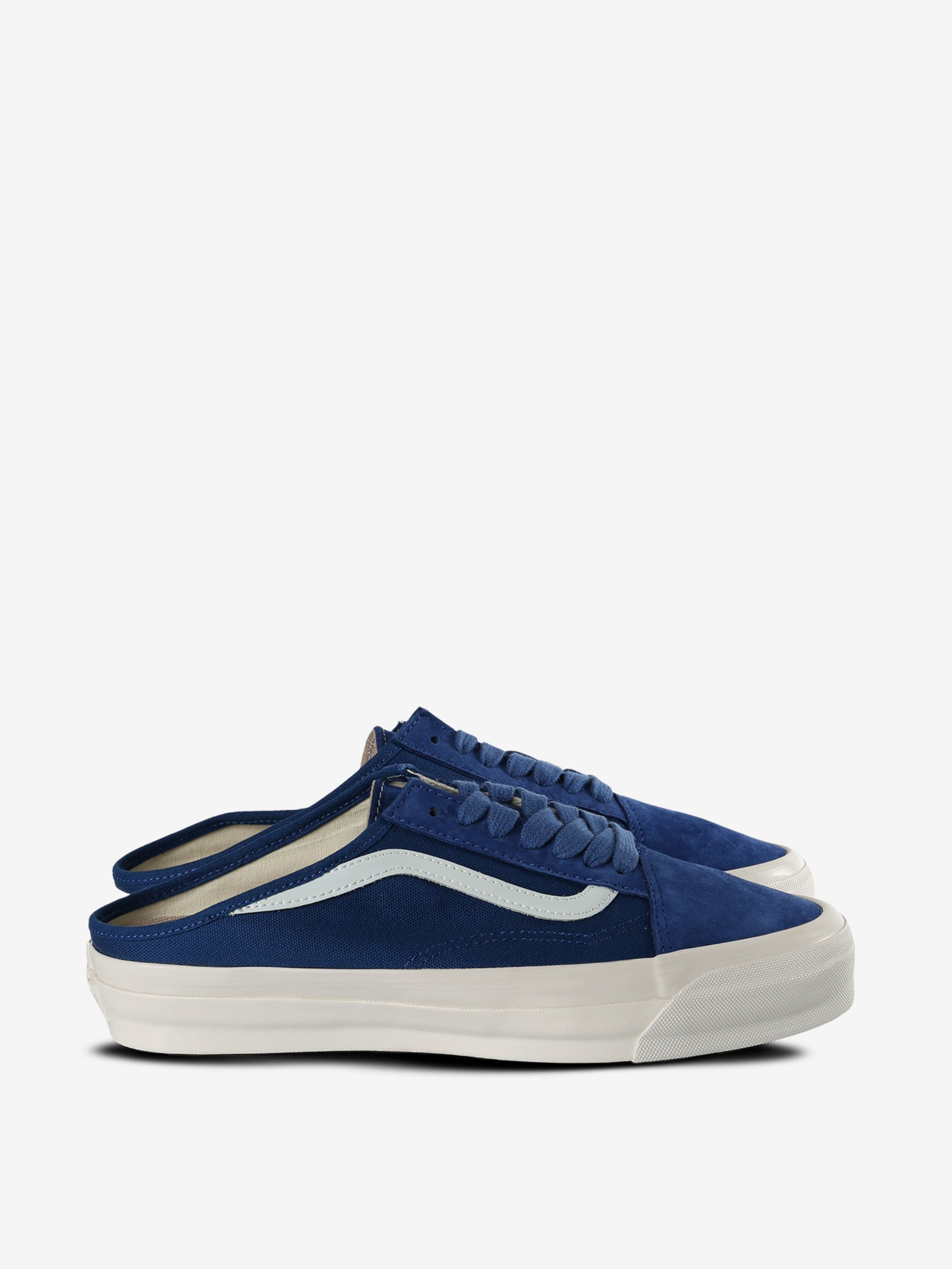 Blue sneakers, side view