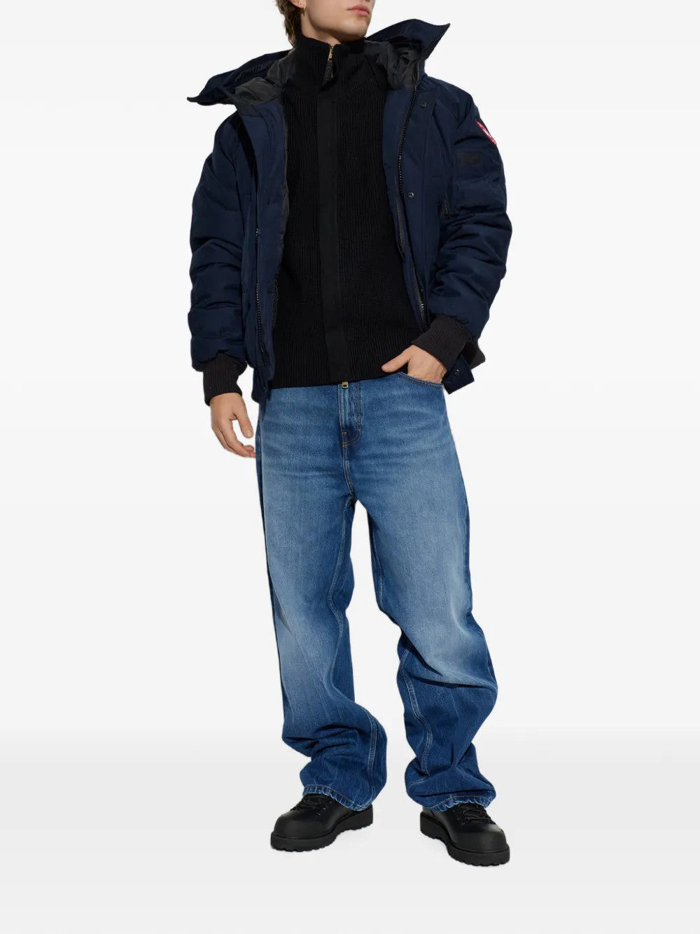 Navy jacket, front view