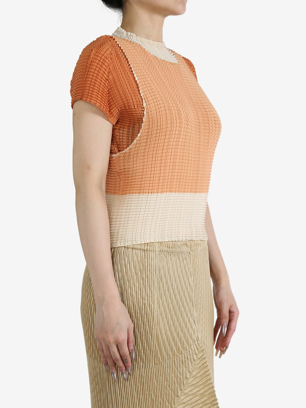 ISSEY MIYAKE - Women Layered Color Pleats Shirt