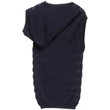 Navy top, back view