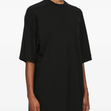 Black t-shirt, full body view