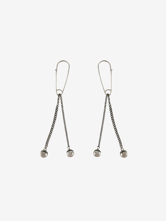 Silver earrings, front view
