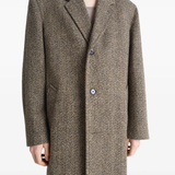 Close up of Tan coat, showing texture of the cotton fabric