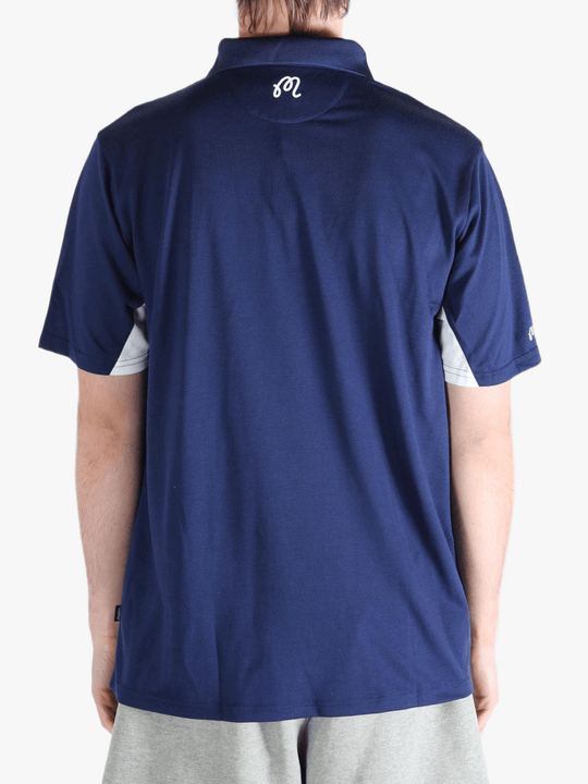 Navy T-shirt  worn by a person, showing the shirt's fit