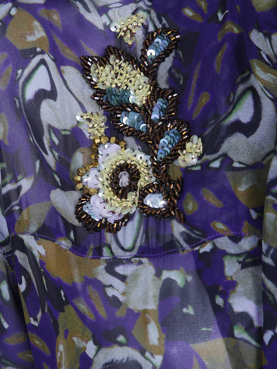 Close up of Purple shirt, showing texture of the 100% cotton fabric