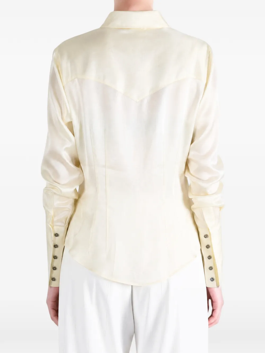Tan shirt, full body view