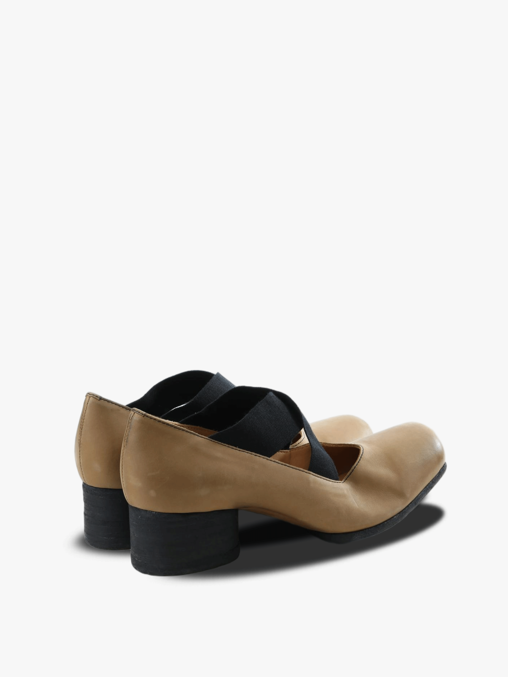 Brown heels, back view