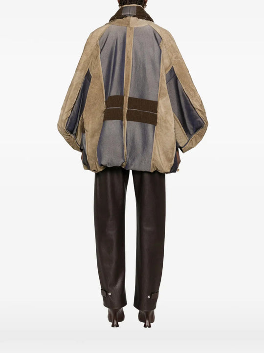 Tan jacket, full body view
