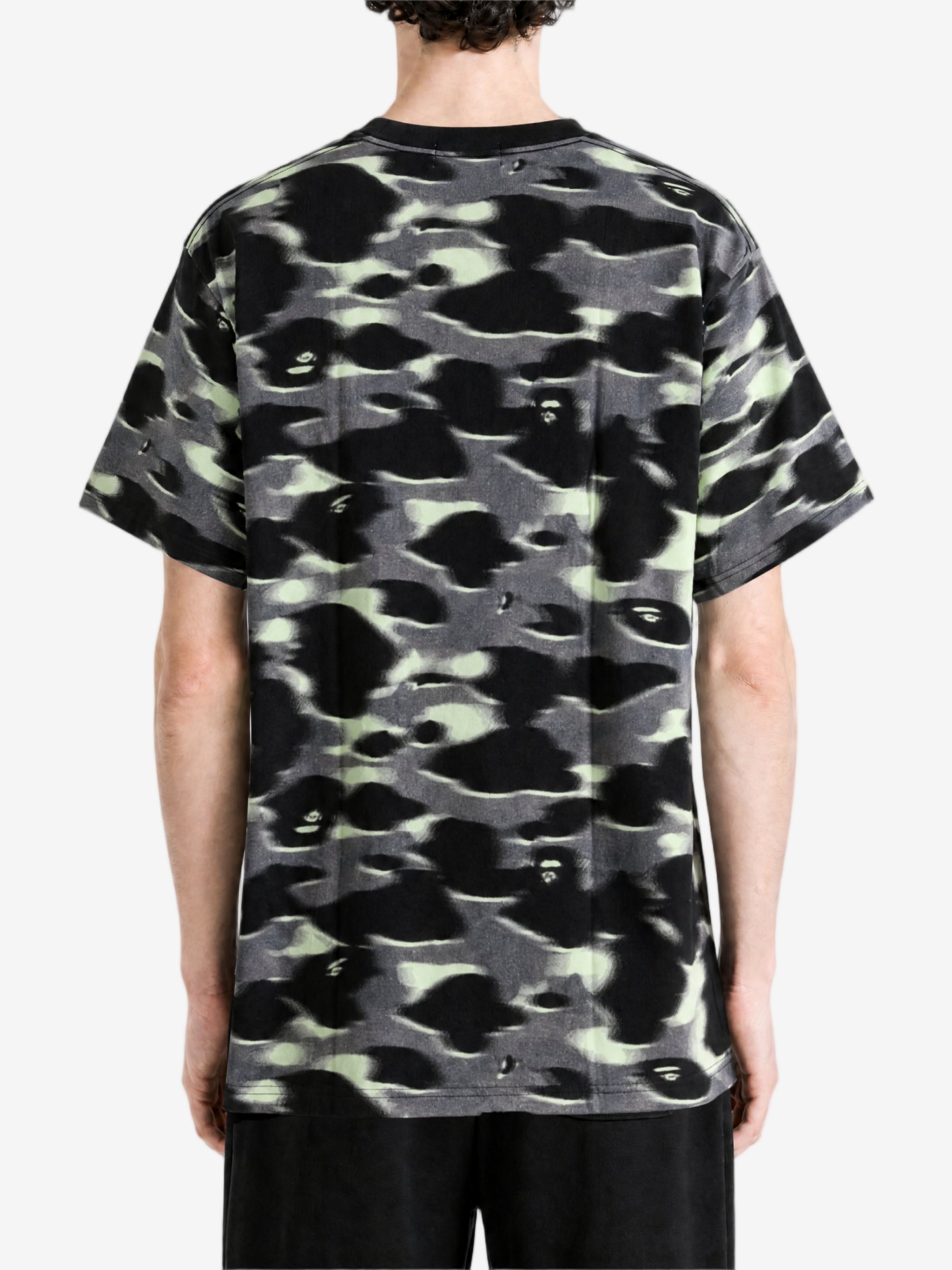 Black t-shirt, full body view
