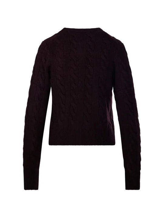 Burgundy knitwear, back view