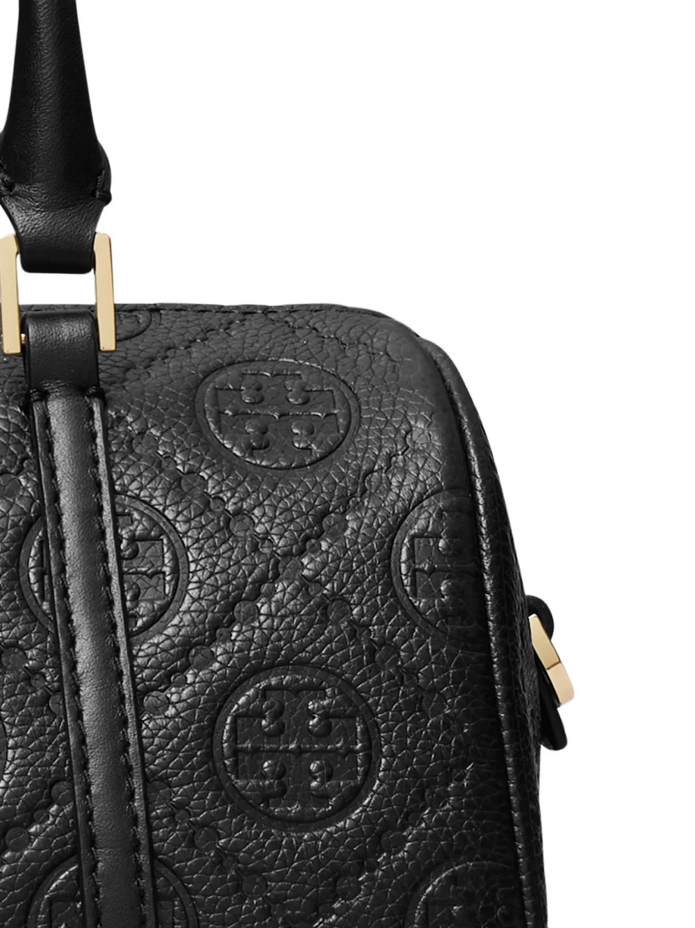 Close up of black bag, showing texture of the Calf Leather fabric