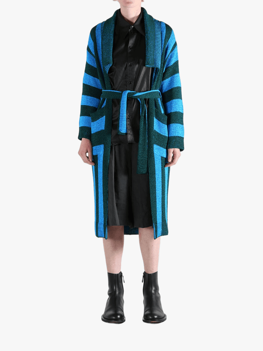 Blue knitwear, full body view