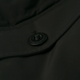 Close up of black jackets, showing texture of the nylon and polyester and feather down fabric