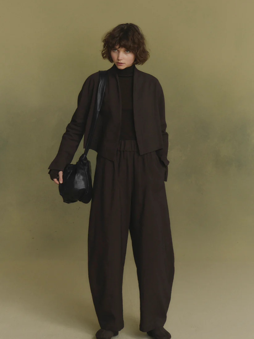 Brown pants, full body view