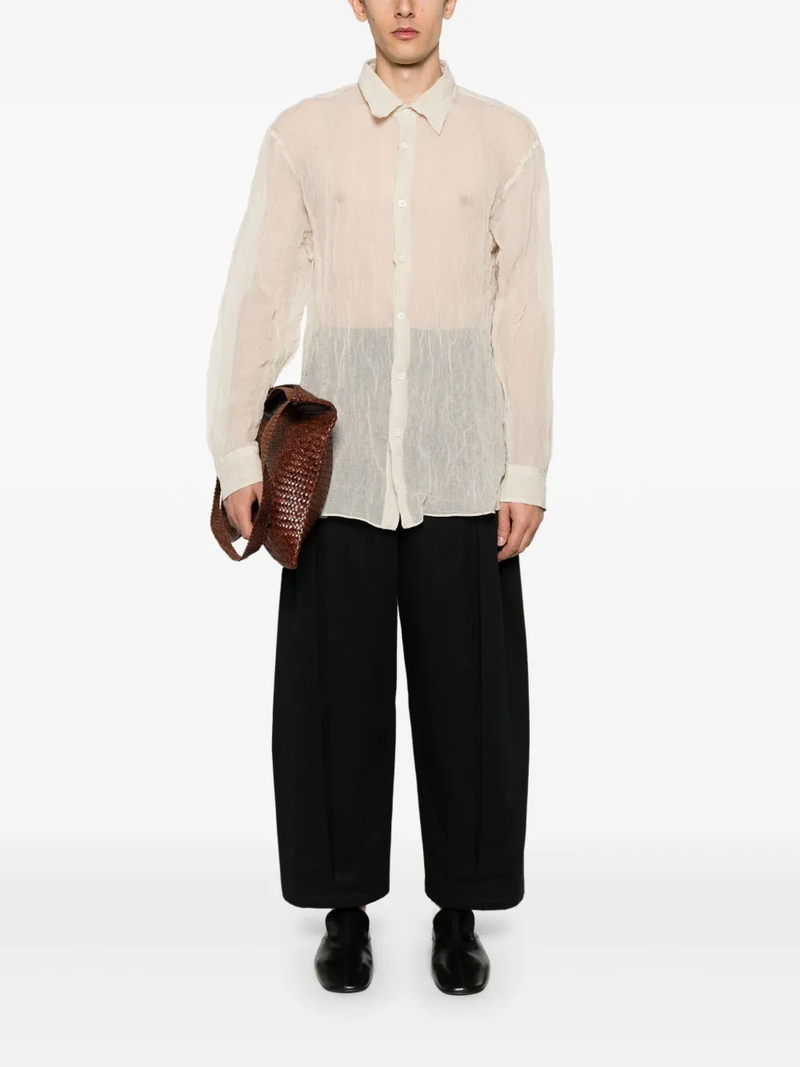 DRIES VAN NOTEN - Men Sheer Cotton Metalic Blend Textured Shirt