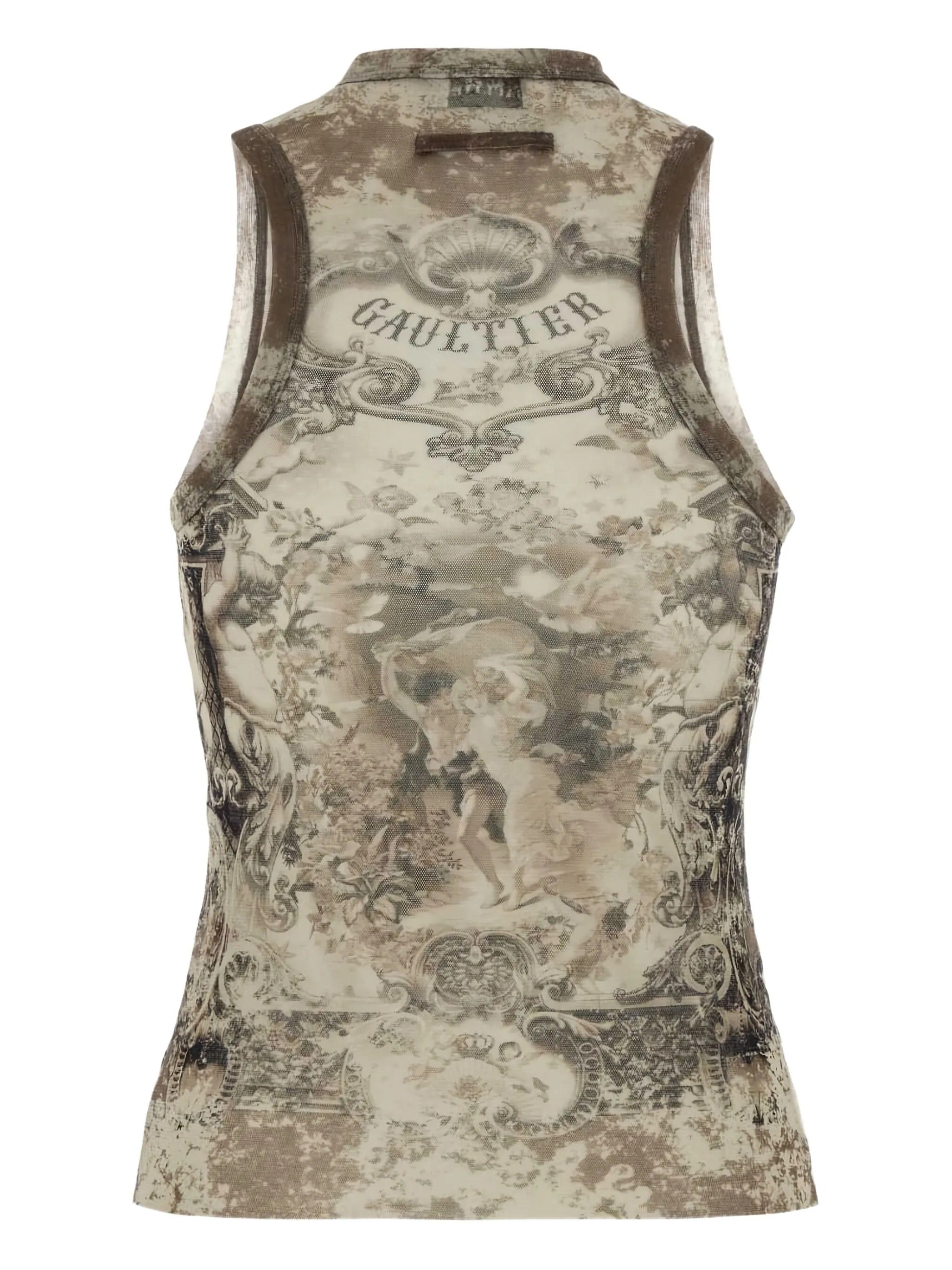 トップス Jean Paul GAULTIER Mesh Tank Top Jean Paul Gaultier – Mesh Tank Top Printed Cartouche Green