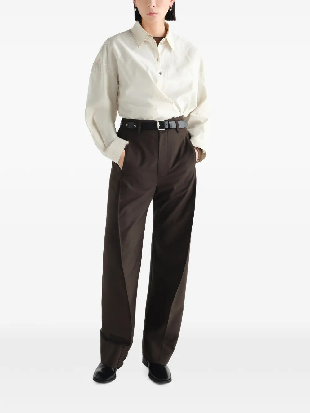 Brown pants, full body view