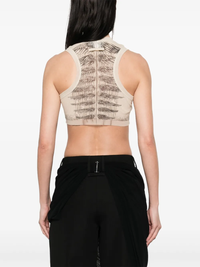 JEAN PAUL GAULTIER - Women Printed "Tattoo Marinière" Mesh Crop Top