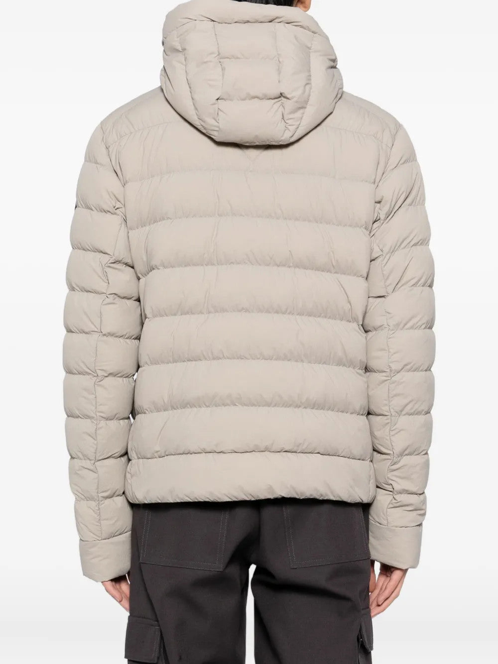 Tan hoodie, full body view