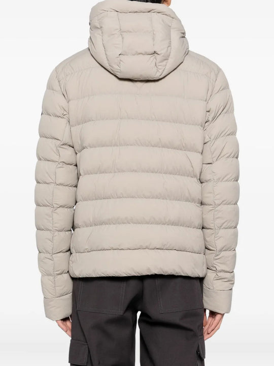 Tan hoodie, full body view