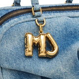 Close up of blue bag, showing detail
