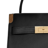 Close up of black bag, showing texture of the Calf Leather fabric