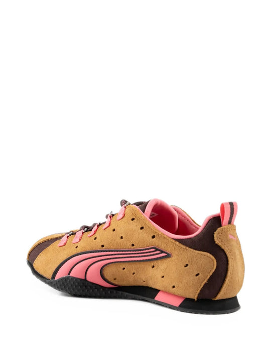 Tan shoes, side view