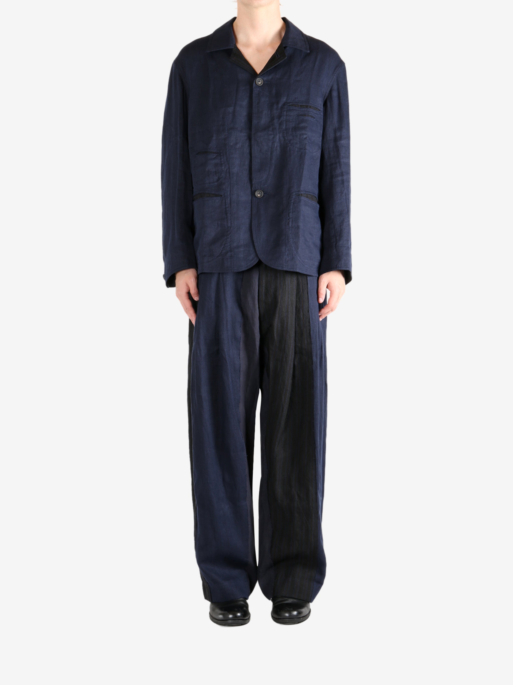 Blue jacket, full body view